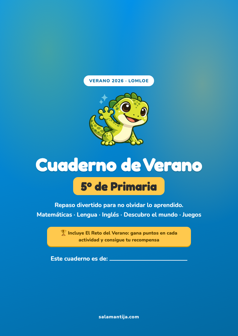 Portada del Cuaderno de Verano de 5º de Primaria