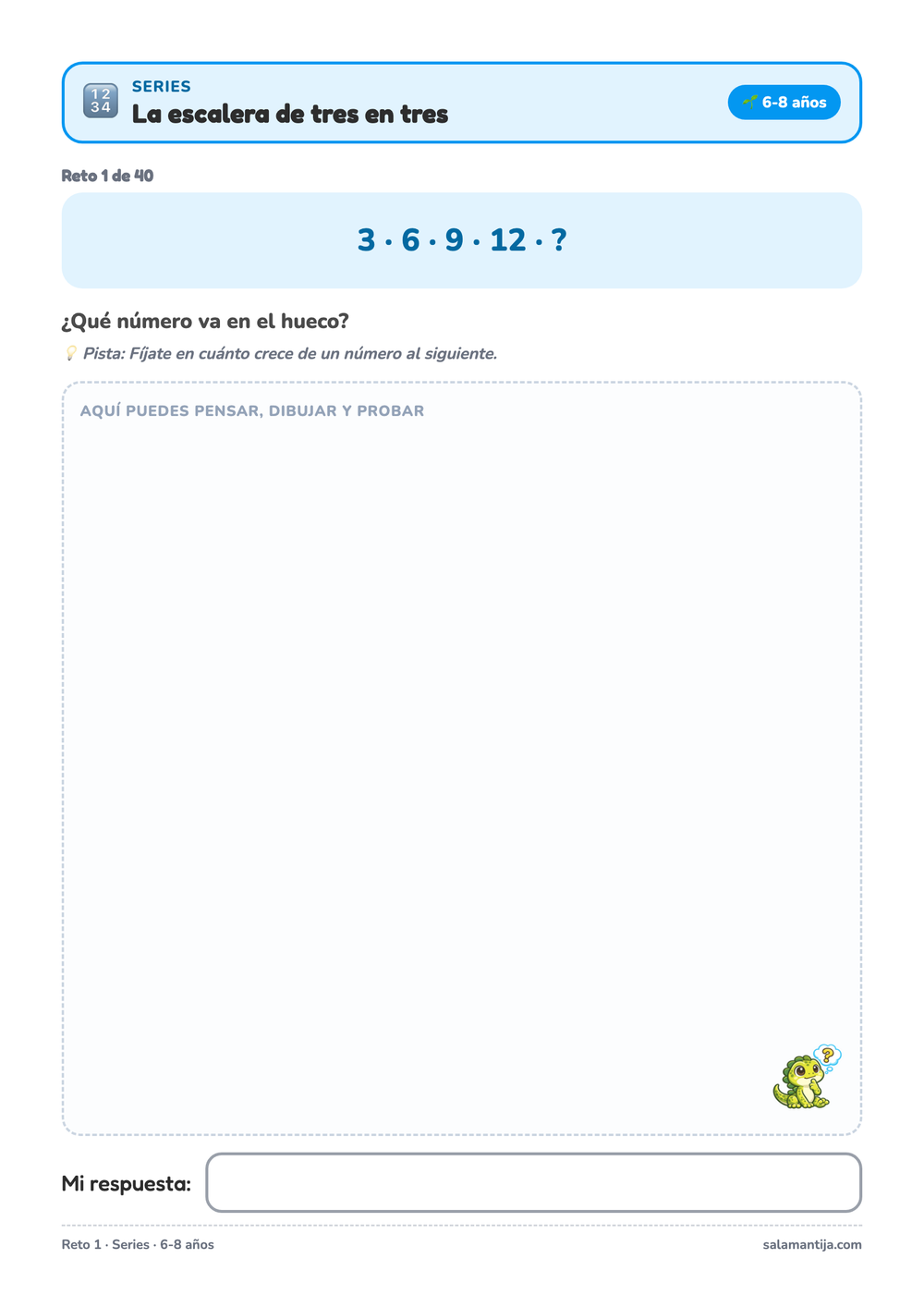 Ejemplo de reto de series para 6-8 años